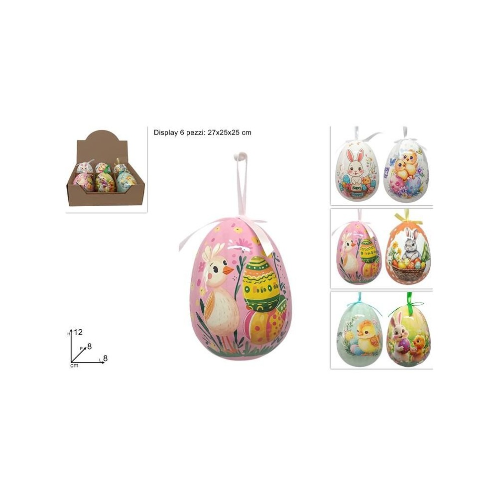 UOVO APPENDINO DECORATO 12CM ASSORTITO IN DISPLAY